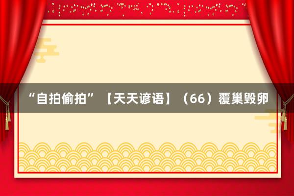 “自拍偷拍” 【天天谚语】（66）覆巢毁卵