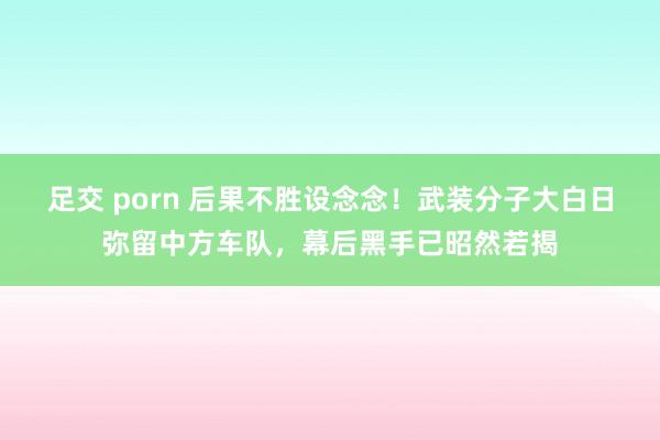 足交 porn 后果不胜设念念！武装分子大白日弥留中方车队，幕后黑手已昭然若揭