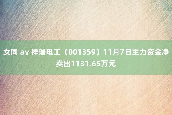 女同 av 祥瑞电工（001359）11月7日主力资金净卖出1131.65万元