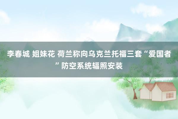 李春城 姐妹花 荷兰称向乌克兰托福三套“爱国者”防空系统辐照安装