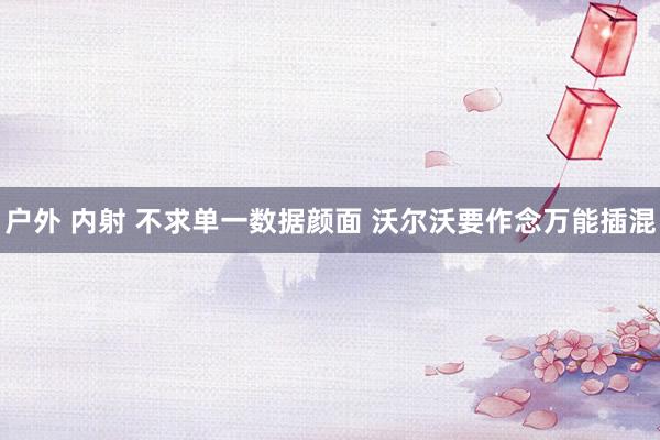 户外 内射 不求单一数据颜面 沃尔沃要作念万能插混