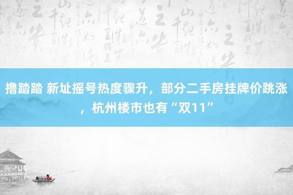 撸踏踏 新址摇号热度骤升，部分二手房挂牌价跳涨，杭州楼市也有“双11”