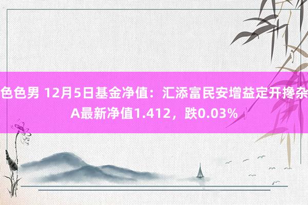 色色男 12月5日基金净值：汇添富民安增益定开搀杂A最新净值1.412，跌0.03%