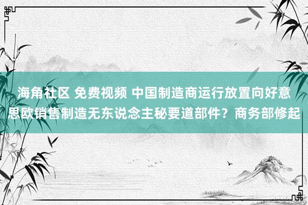 海角社区 免费视频 中国制造商运行放置向好意思欧销售制造无东说念主秘要道部件？商务部修起