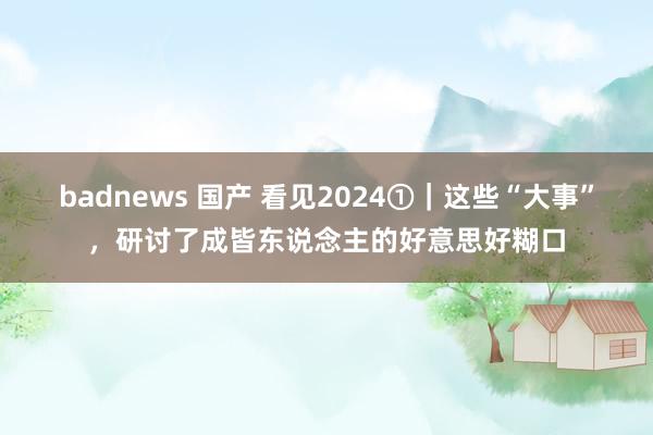 badnews 国产 看见2024①｜这些“大事”，研讨了成皆东说念主的好意思好糊口