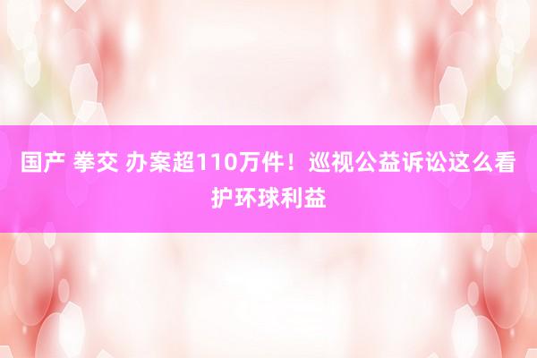 国产 拳交 办案超110万件！巡视公益诉讼这么看护环球利益