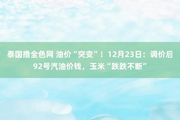 泰国撸全色网 油价“突变”！12月23日：调价后92号汽油价钱，玉米“跌跌不断”