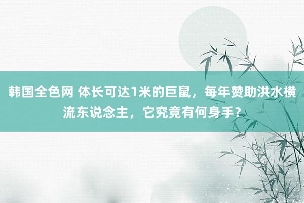 韩国全色网 体长可达1米的巨鼠，每年赞助洪水横流东说念主，它究竟有何身手？