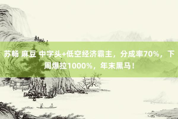 苏畅 麻豆 中字头+低空经济霸主，分成率70%，下周爆拉1000%，年末黑马！