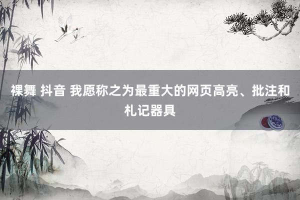 裸舞 抖音 我愿称之为最重大的网页高亮、批注和札记器具