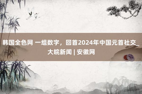 韩国全色网 一组数字，回首2024年中国元首社交_大皖新闻 | 安徽网