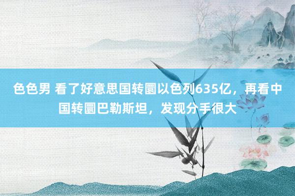 色色男 看了好意思国转圜以色列635亿，再看中国转圜巴勒斯坦，发现分手很大