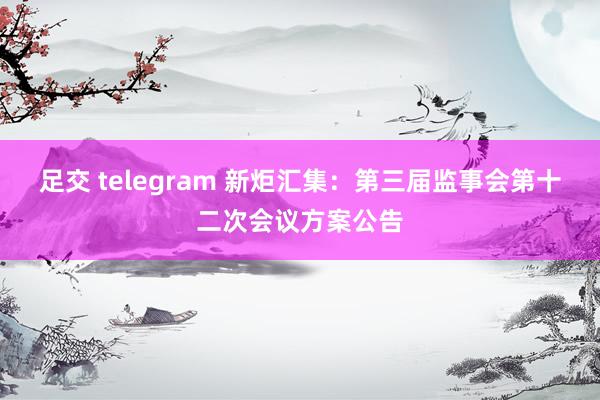 足交 telegram 新炬汇集：第三届监事会第十二次会议方案公告