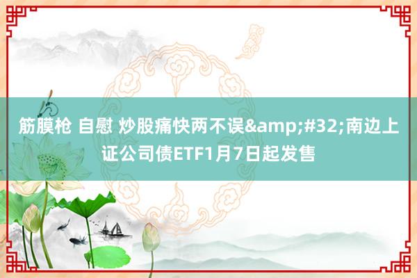 筋膜枪 自慰 炒股痛快两不误&#32;南边上证公司债ETF1月7日起发售