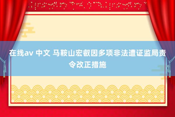 在线av 中文 马鞍山宏叡因多项非法遭证监局责令改正措施