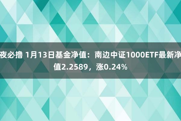 夜必撸 1月13日基金净值：南边中证1000ETF最新净值2.2589，涨0.24%