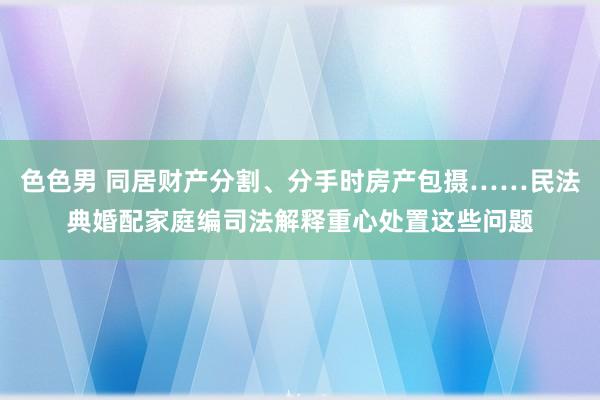 色色男 同居财产分割、分手时房产包摄……民法典婚配家庭编司法解释重心处置这些问题