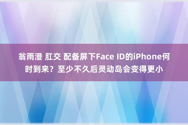 翁雨澄 肛交 配备屏下Face ID的iPhone何时到来？至少不久后灵动岛会变得更小