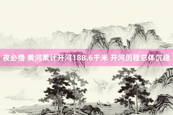 夜必撸 黄河累计开河188.6千米 开河历程总体沉稳