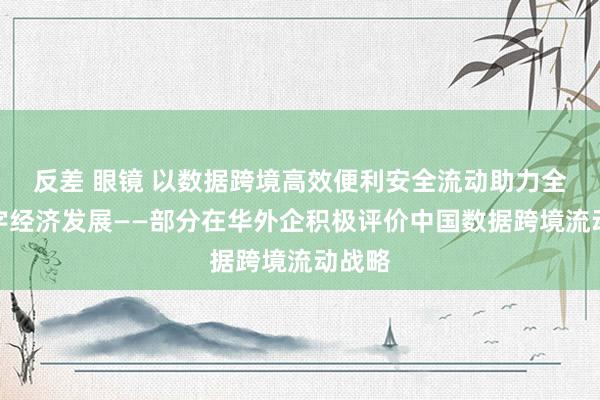 反差 眼镜 以数据跨境高效便利安全流动助力全球数字经济发展——部分在华外企积极评价中国数据跨境流动战略