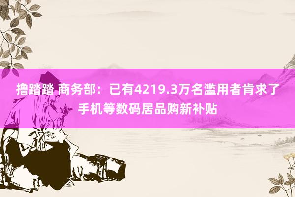 撸踏踏 商务部：已有4219.3万名滥用者肯求了手机等数码居品购新补贴