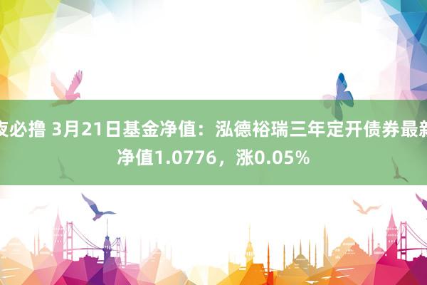 夜必撸 3月21日基金净值：泓德裕瑞三年定开债券最新净值1.0776，涨0.05%