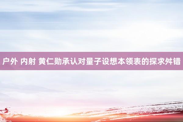 户外 内射 黄仁勋承认对量子设想本领表的探求舛错