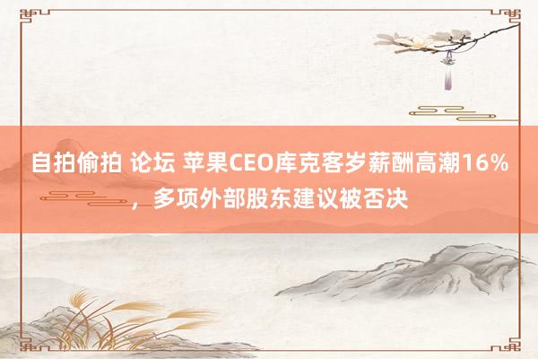 自拍偷拍 论坛 苹果CEO库克客岁薪酬高潮16%，多项外部股东建议被否决
