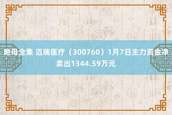 艳母全集 迈瑞医疗（300760）1月7日主力资金净卖出1344.59万元