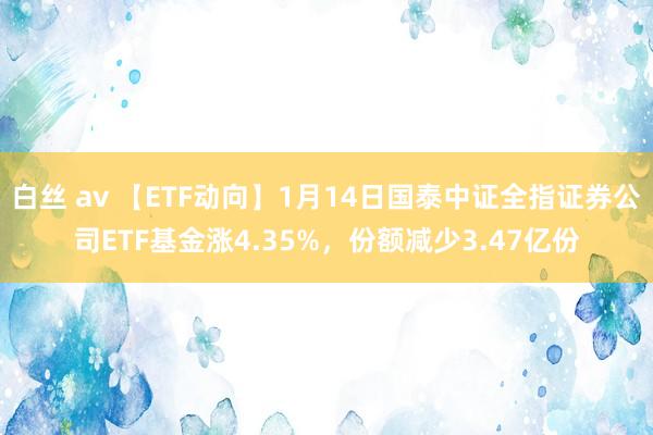 白丝 av 【ETF动向】1月14日国泰中证全指证券公司ETF基金涨4.35%，份额减少3.47亿份