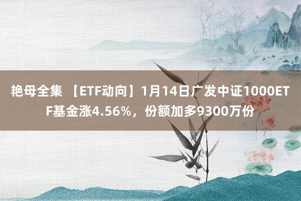 艳母全集 【ETF动向】1月14日广发中证1000ETF基金涨4.56%，份额加多9300万份