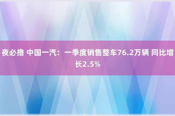 夜必撸 中国一汽：一季度销售整车76.2万辆 同比增长2.5%