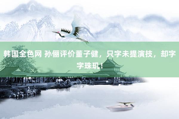 韩国全色网 孙俪评价董子健，只字未提演技，却字字珠玑！