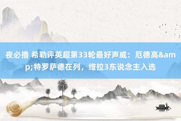夜必撸 希勒评英超第33轮最好声威：厄德高&特罗萨德在列，维拉3东说念主入选