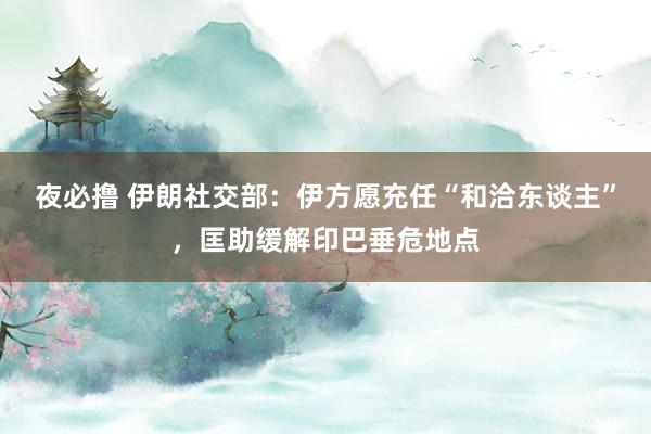 夜必撸 伊朗社交部：伊方愿充任“和洽东谈主”，匡助缓解印巴垂危地点